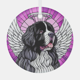 ランドセールニューファンドランドドッグエンジェルサークルオーナメント ガラスオーナメント