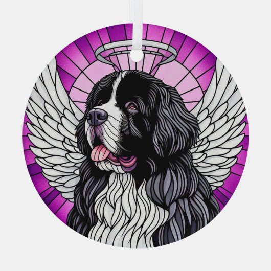 ランドセールニューファンドランドドッグエンジェルサークルオーナメント ガラスオーナメント (裏面)
