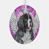 ランドセールニューファンドランドドッグエンジェルサークルオーナメント ガラスオーナメント (正面右)