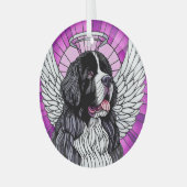 ランドセールニューファンドランドドッグエンジェルサークルオーナメント ガラスオーナメント (正面左)