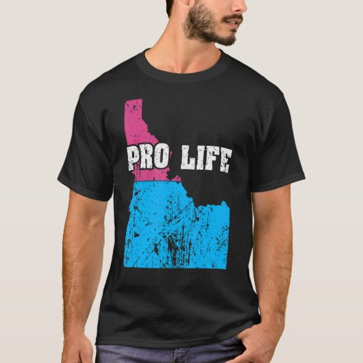 ランドマップ米国州アイダホ中絶旗プロLを選択 Tシャツ (正面)