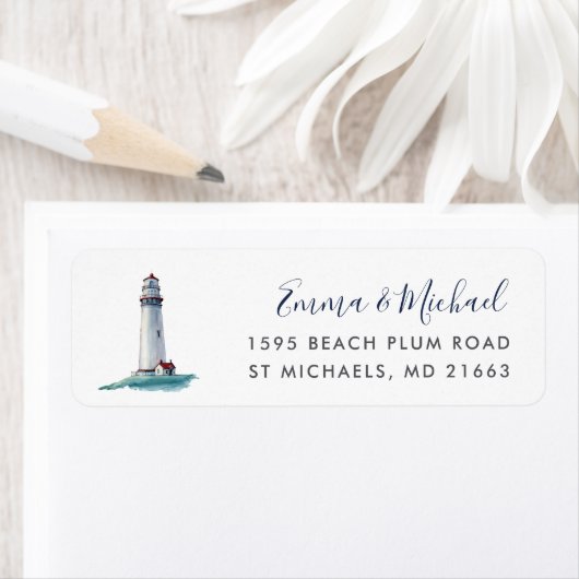 ランドマーク |ウォーターカラーライトハウス差出人住所 ラベル (インサイチュ)