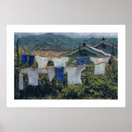 ランドリーアートぶら下がったウェアのオンライン ポスター