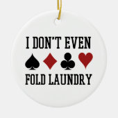 ランドリーカードを折りおもしろいトランプのポーカーする セラミックオーナメント (正面)