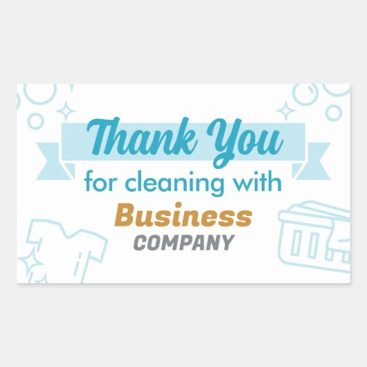 ランドリーサービスランドリーマットドライクリーナーありがとう 長方形シール (正面)