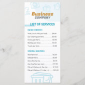 ランドリーサービス価格サービスメニューカード一覧 メニュー (正面)