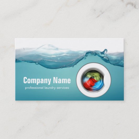 ランドリーサービス – Blue Water Business Card 名刺 (正面)