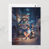 ランドリータイム – 巨大ラクーンの自撮り ポストカード (正面/裏面)