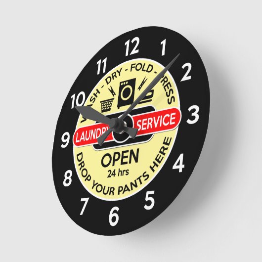 ランドリールームクロック/ユーティリティルームクロック ラウンド壁時計 (傾斜)