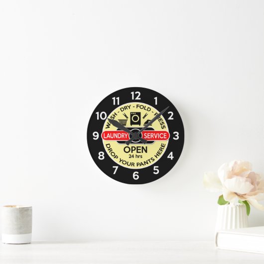 ランドリールームクロック/ユーティリティルームクロック ラウンド壁時計 (ホーム)