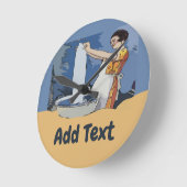 ランドリールームクロック、名前または文字の追加 ラウンド壁時計 (傾斜)