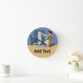 ランドリールームクロック、名前または文字の追加 ラウンド壁時計 (ホーム)