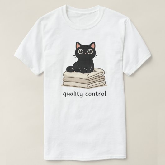 ランドリー品質管理 猫デザイン Tシャツ (デザイン正面)