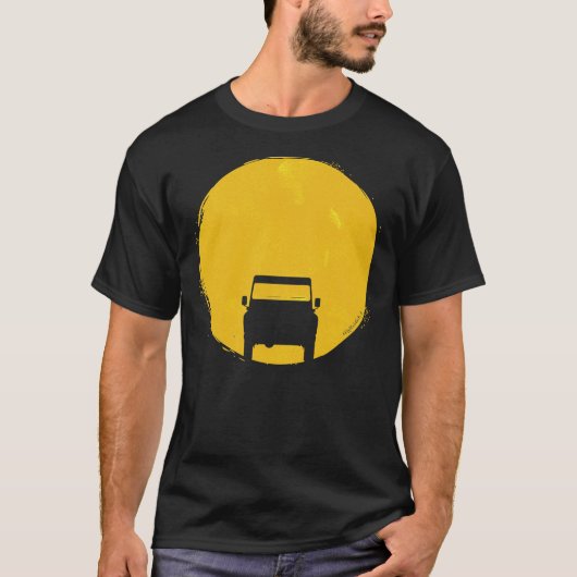 ランドローバーディフェンダー車のサンセットサンプレミアムTシャツ Tシャツ (正面)