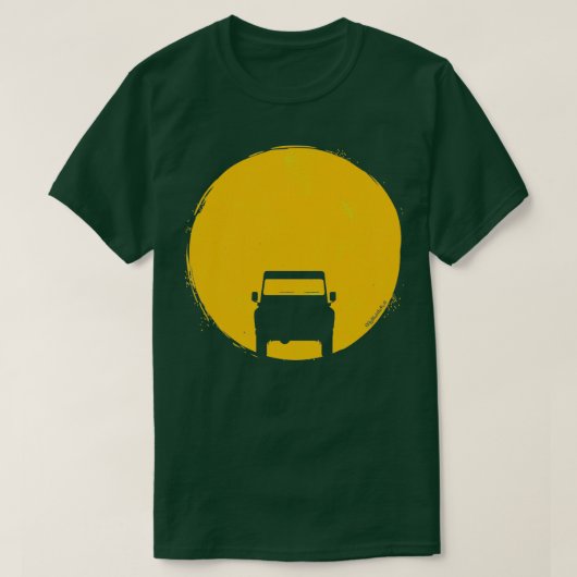 ランドローバーディフェンダー車のサンセットサン1 Tシャツ (デザイン正面)