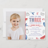 ランド・オブ・ザ3歳の誕生日パーティー写真 招待状 (正面)
