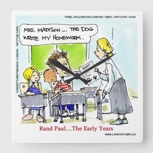 ランド・ポール・ザ・アーリー・イヤーズ・ウォおもしろいール・クロック スクエア壁時計 (正面)