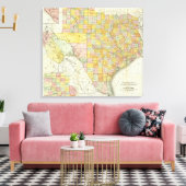 ランド・マクナリー鉄道とテキサス州の郡地図 キャンバスプリント (インサイチュ (リビング))