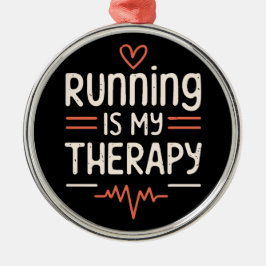 ランナーおもしろいマラソン引用文は黒と赤をジョークにする メタルオーナメント