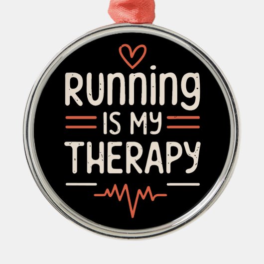 ランナーおもしろいマラソン引用文は黒と赤をジョークにする メタルオーナメント (正面)
