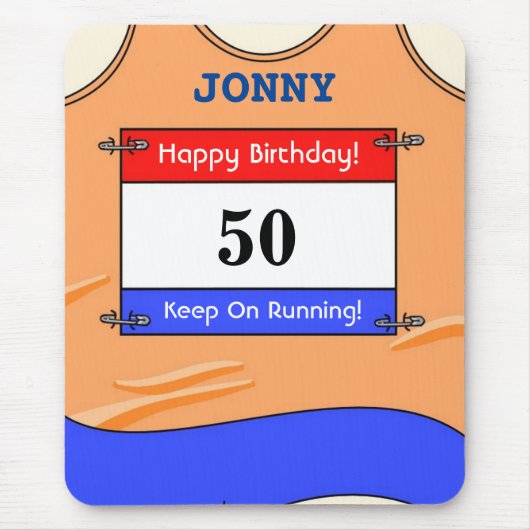 ランナーさん用50歳の誕生日お祝いマウスパッド マウスパッド (正面)