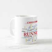 ランナーと単語のカスタマイズ コーヒーマグカップ (正面左)