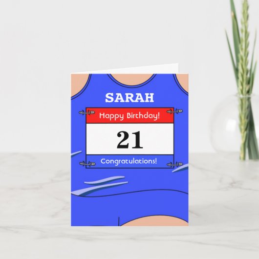 ランナーに21歳の誕生日おめでとう カード (正面)