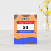 ランナーに50番目の誕生日カードをお届けします カード (黄色い花)