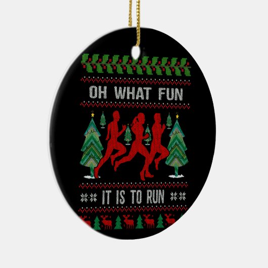 ランナーのためのクリスマスああ、それが何におもしろい走だ セラミックオーナメント (右)