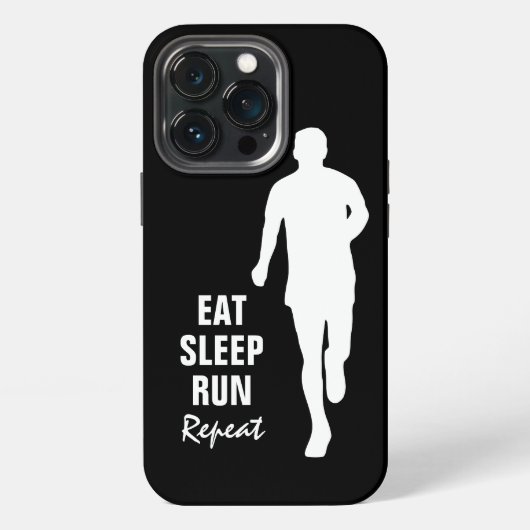 ランナーのシルエット Eat Sleep Run Repeat iPhoneケース (裏面)
