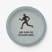 ランナーのスポーツマンとマスルリングレー上のあなたのテキスト ペーパープレート (正面)
