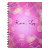 ランナーの丸太のピンクのきらめく連続した螺線形ジャーナル ノートブック (正面)