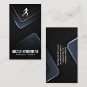 ランナーアイコン |金属モダン背景 名刺 (正面/裏面)