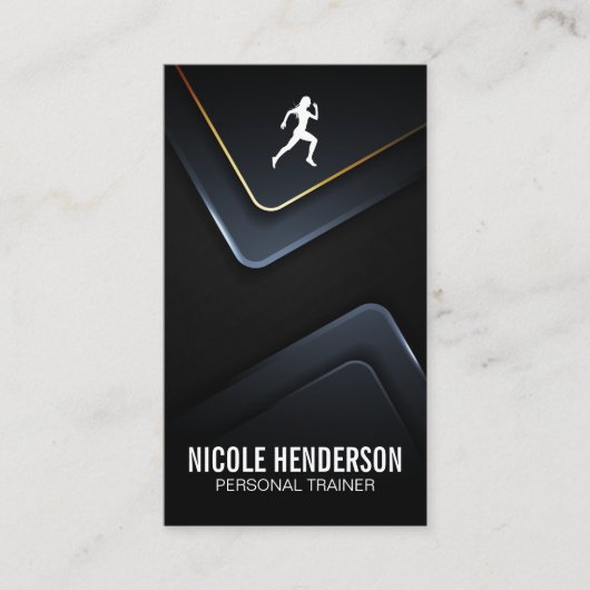 ランナーアイコン |金属モダン背景 名刺 (正面)