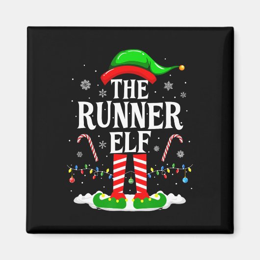 ランナーエルフ クリスマス おもしろ ランナー 走る マグネット (正面)