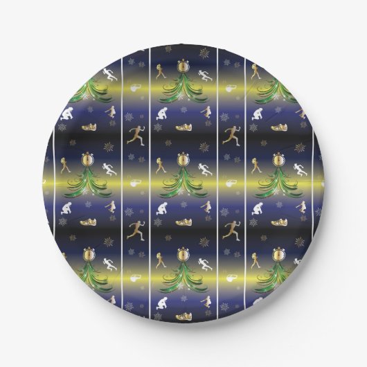 ランナークリスマスツリー – 女ランニングの子の木 ペーパープレート (正面)
