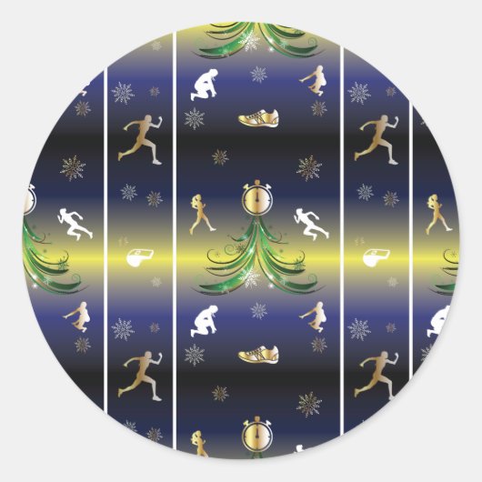 ランナークリスマスツリー – 女ランニングの子の木 ラウンドシール (正面)