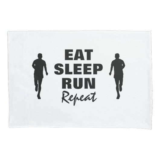 ランナー用イカしたピローカバー Eat sleep run repeat 枕カバー (正面)
