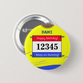 ランナー用バースデーバッジ（イエロー） 缶バッジ (正面&裏面)