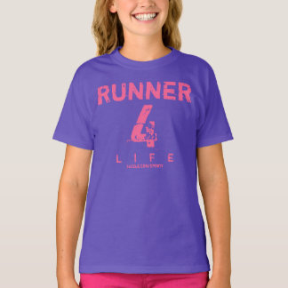 ランナー4ライフ - ピンク Tシャツ