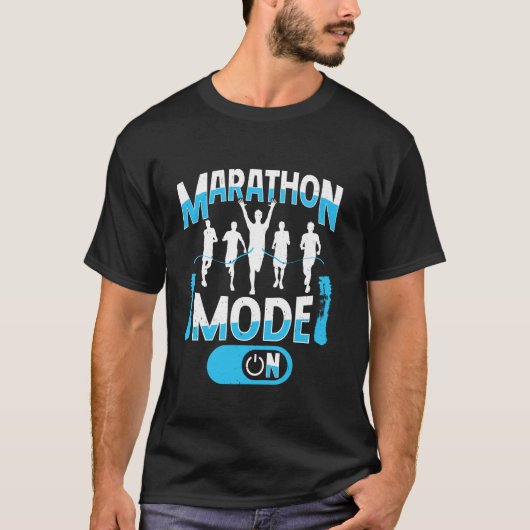 ランナー マラソンモード ランニング ジョギング 面白い マラソン Tシャツ (正面)