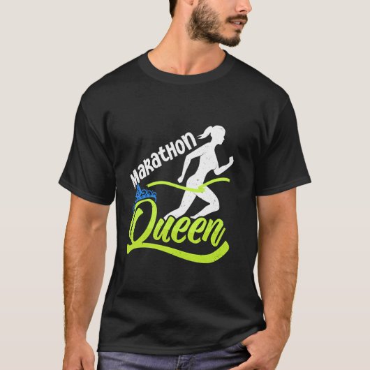 ランナー マラソン女王 ランニング おもしろ マラソン Tシャツ (正面)