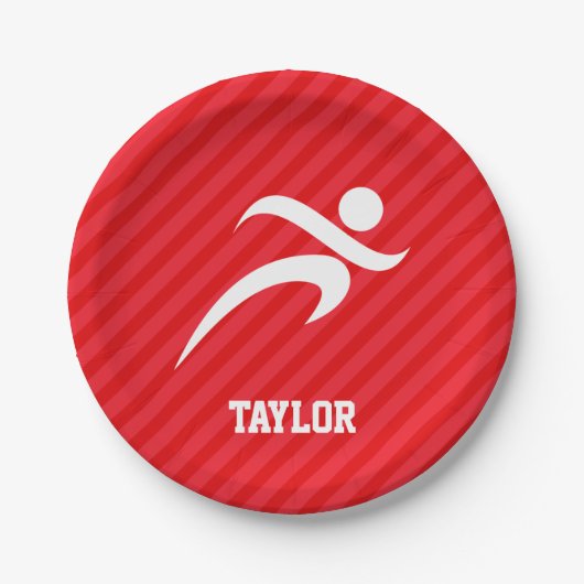 ランナー；緋色の赤ストライプ色 ペーパープレート (正面)