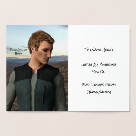 ランナー – 自分の写真 – 勇気付けられる/おめでとう男性 箔カード (内部)