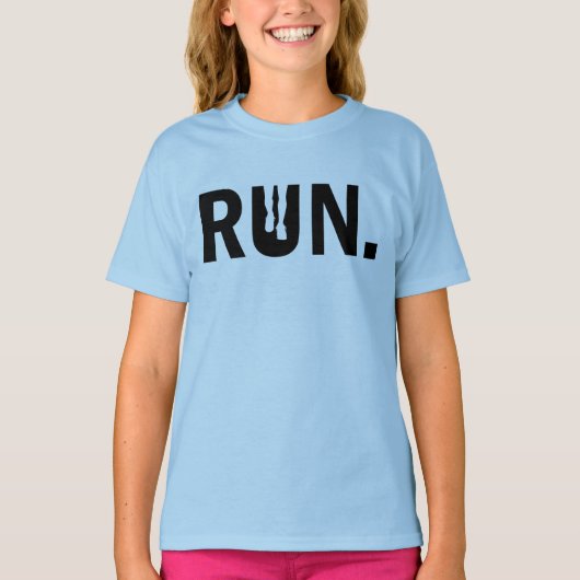 ランナ走ーマラソンのシルエット走マラソン Tシャツ (正面)