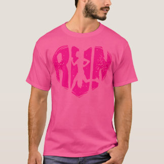 ランナ走ー用ピンクハートシルエット Tシャツ