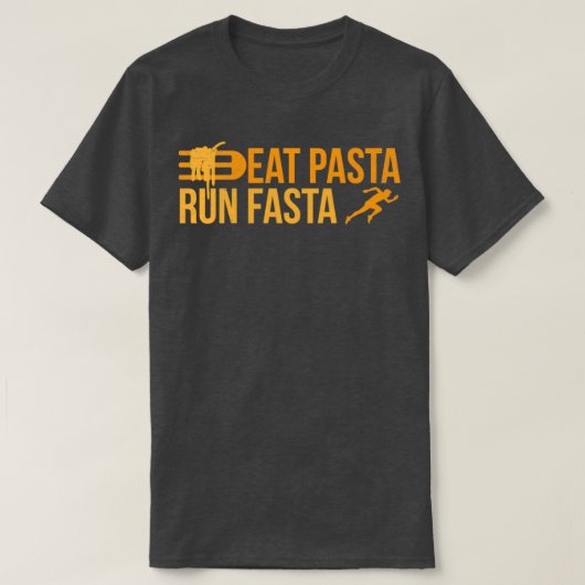 ランナ食べパスタフ走ァスタジョガーおもしろいギフトアイディア Tシャツ (デザイン正面)