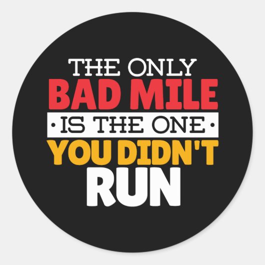 ランナ – おもしろいバートマイルランニング引用文 ラウンドシール (正面)
