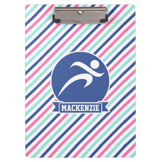 ランナ、走、ブルー、ピンク、ホワイトストライプの各オプション クリップボード (正面)