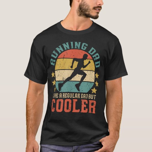 ランニングお父さん ヴィンテージ おもしろ マラソン ランナー Tシャツ (正面)